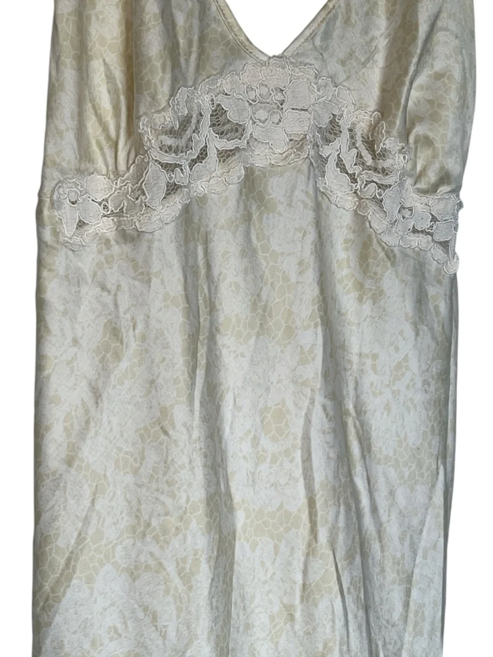 Vintage Cabernet Lace-Trim Sequin Detail Slip Dress Size L Gold Cream Fairy
